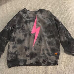 Aviator Nation Pink Lightning Bolt Tie-Dye Sweatshirt- Size Medium